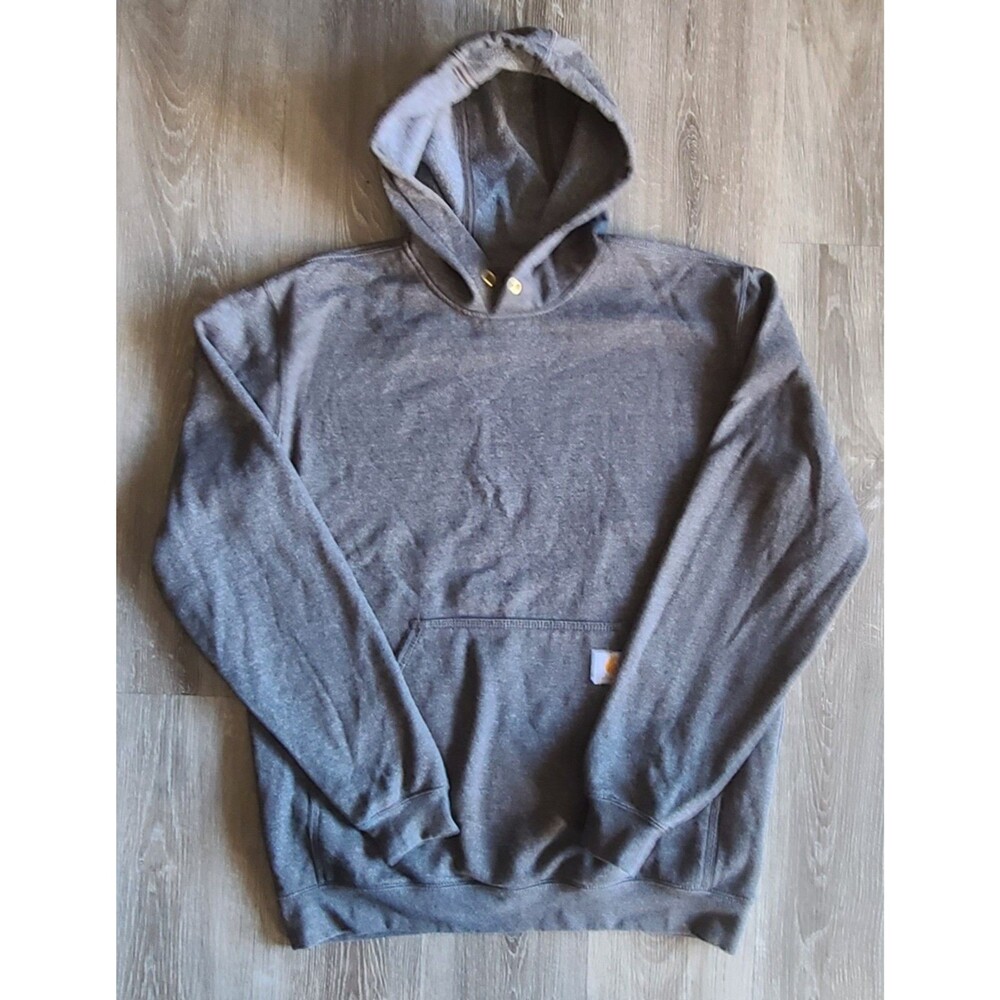 Carhartt Hoodie Mens Large Gray Original Pullover Sweatshirt Midweight Logo K121